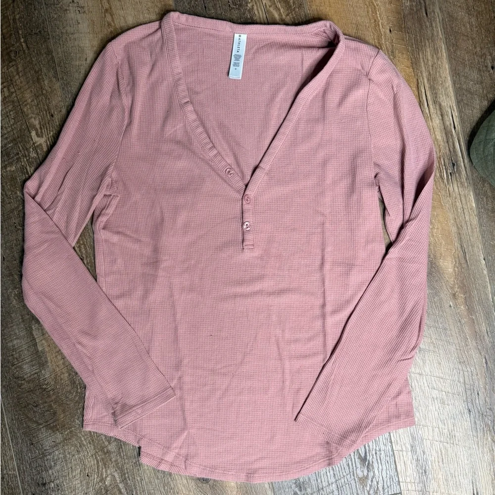 Athleta Waffle Knit Long Sleeve Lounge Top, Size Medium